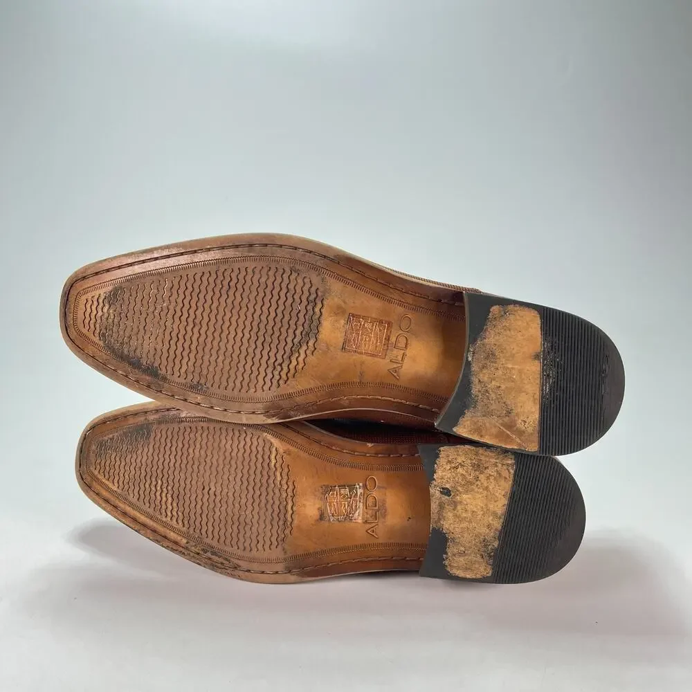 ALDO Oliliria Cognac Brown Tan Lace Up Leather Oxford Dress Shoes Men’s Size 9